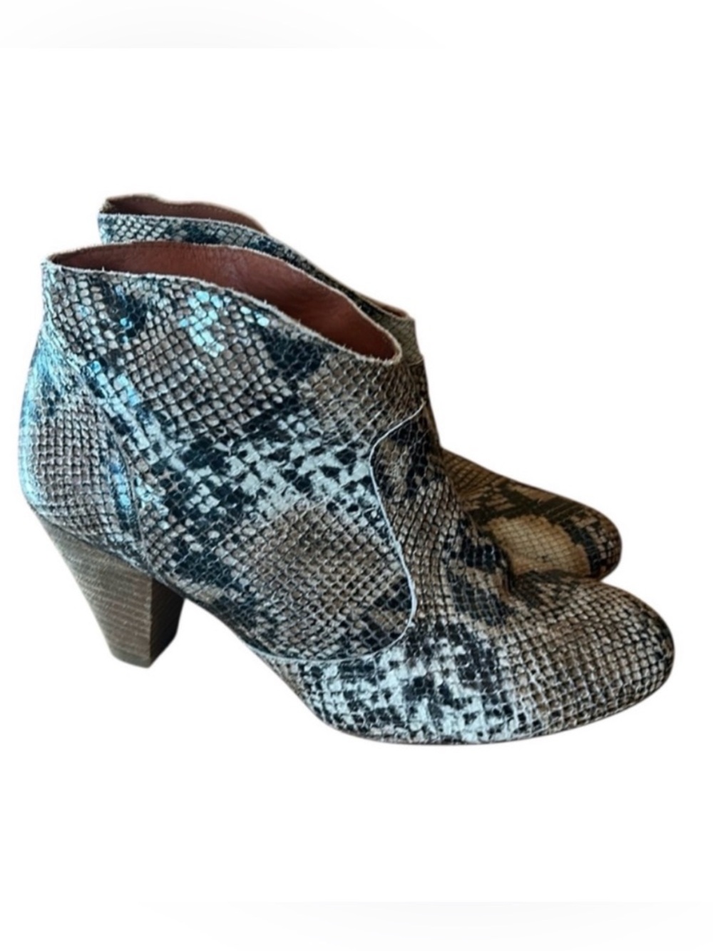 SixtySeven by Anthropologie Snakeskin Heeled Ankle Boots 40